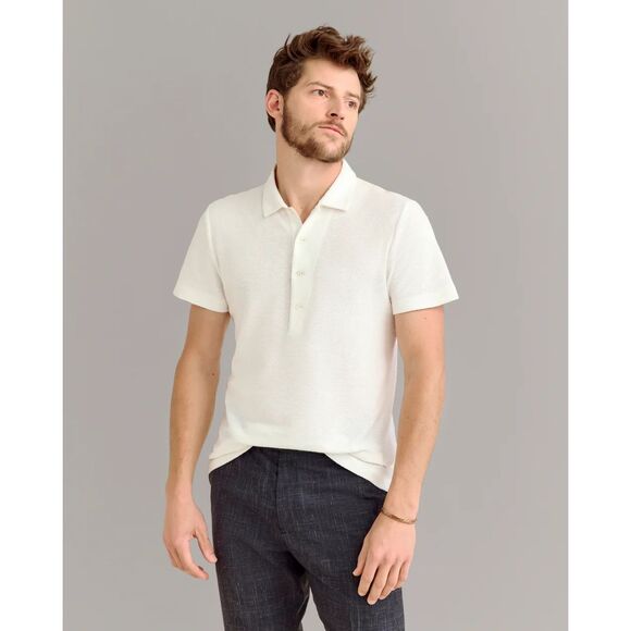 Billy Reid Hemp Cotton Twill Polo in White size Large Orig. $178 - Picture 2 of 8